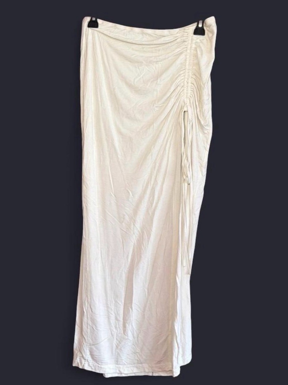 White Ruched Side Maxi Skirt - Women's Skirt